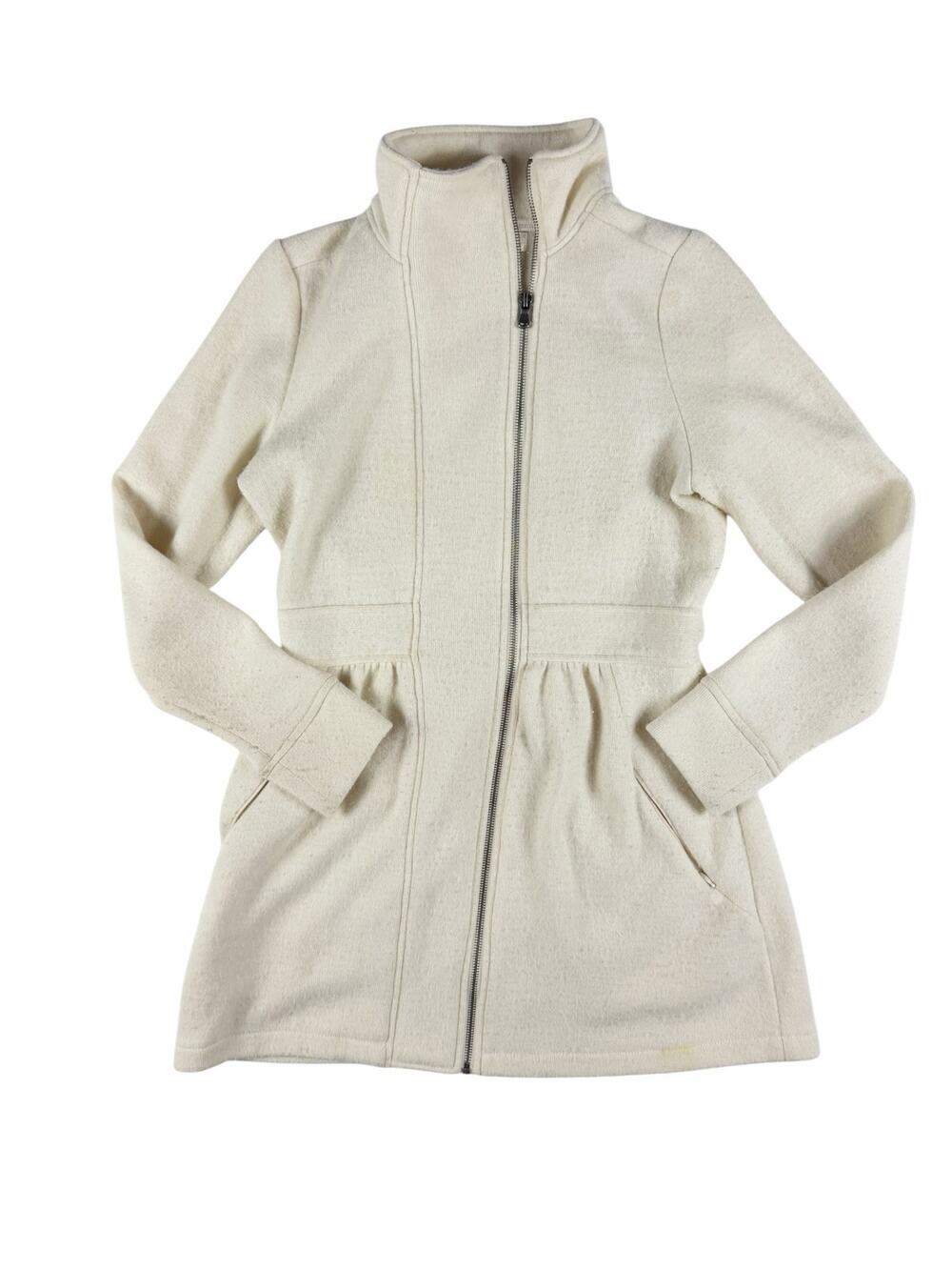 Telluride Clothing Ivory Wool Blend Zip Front Peplum Jacket Coat Women’s Medium